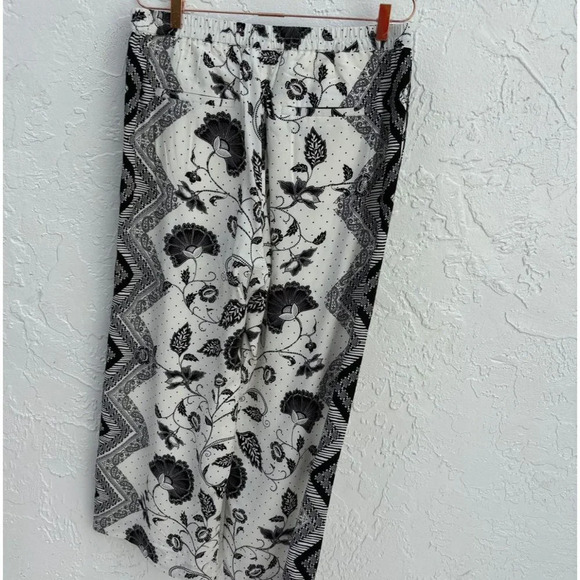 ETT TWA by Anthropologie Womens Cropped Wide Leg Pants Black White Size Large - Picture 14 of 15